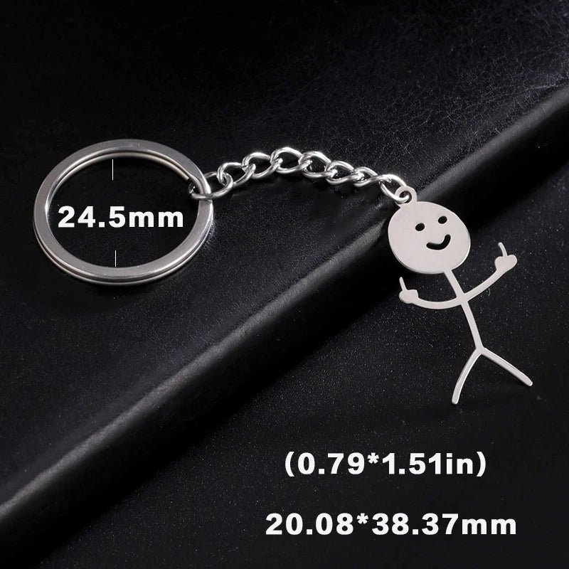 Funny Middle Finger Stickman Keychain