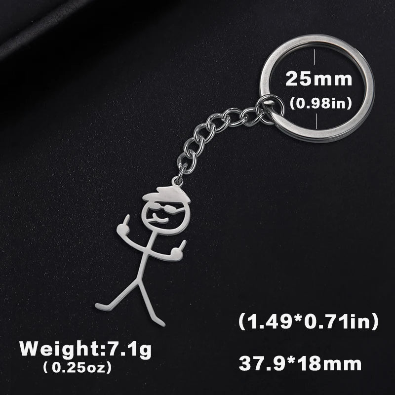 Funny Middle Finger Stickman Keychain