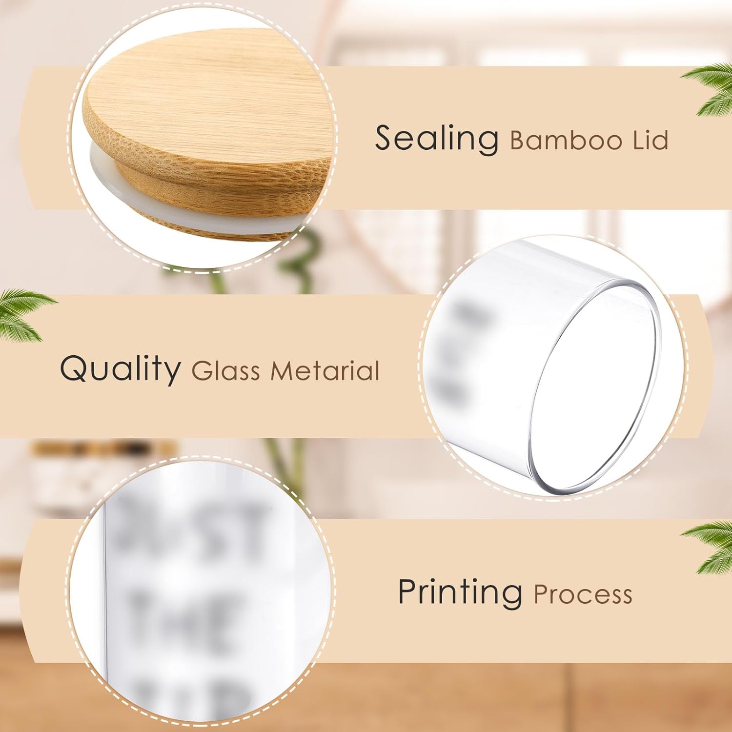 6 Pcs Apothecary Jars Glass Jars with Lids for Bathroom Qtip Holder Glass Cotton Ball Holder for Home Bathroom Farmhouse Storage Containers Makeup Organizer Decoration