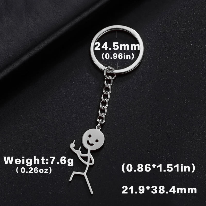 Funny Middle Finger Stickman Keychain