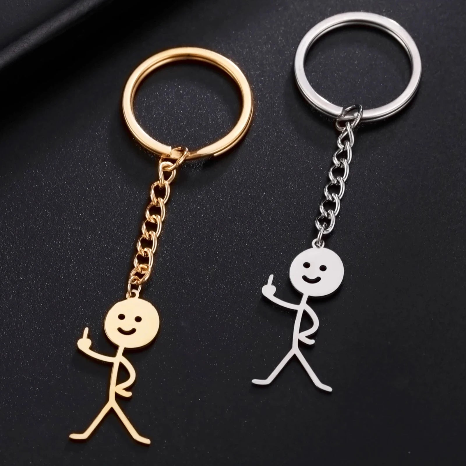 Funny Middle Finger Stickman Keychain