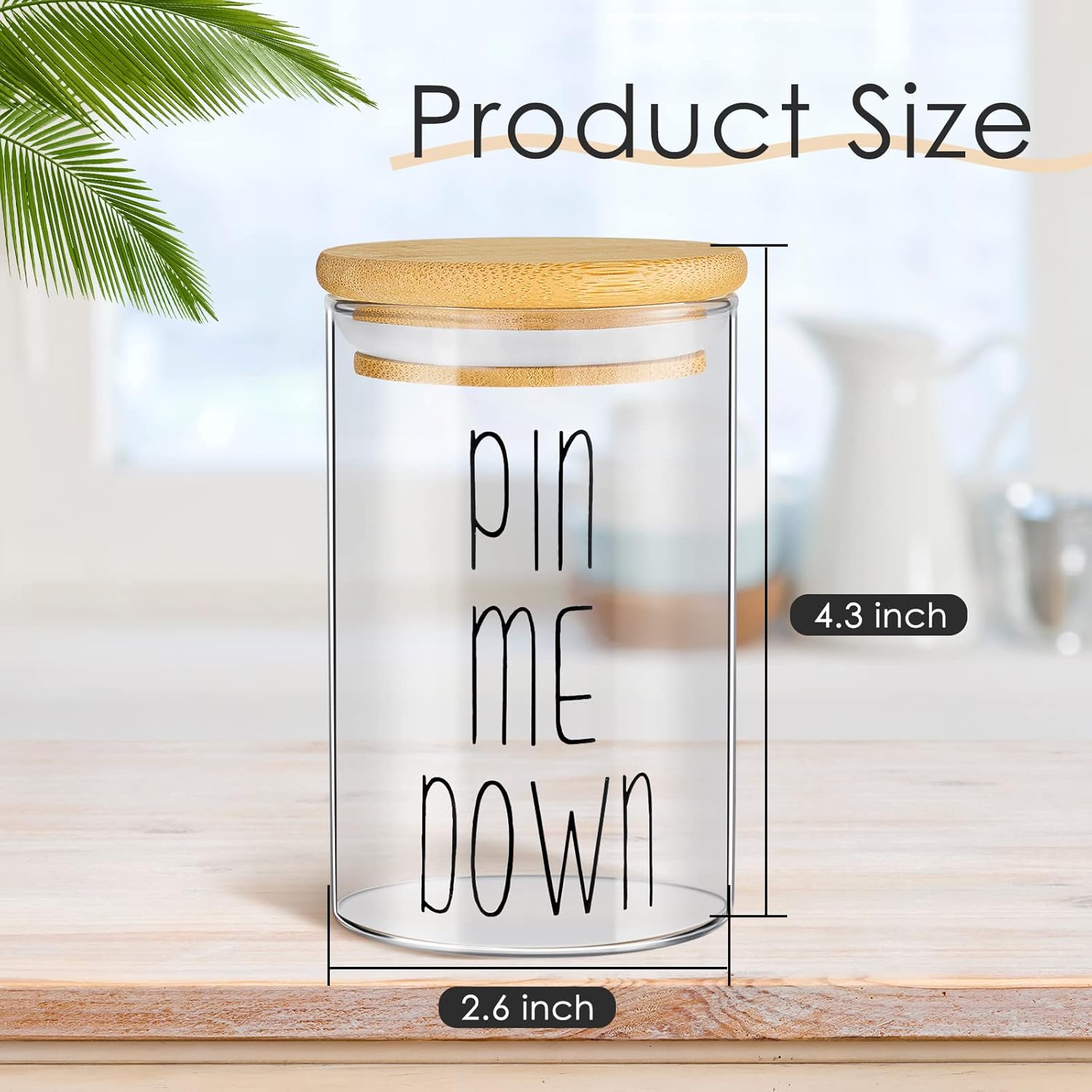 8 Pcs Cotton Swab Holder Dispenser Glass Apothecary Jars with Bamboo Lids 10Oz Clear Glass Canister Cotton Ball Holder for round Swab Pad Floss Pick Hair Ties Bathroom Storage Organization