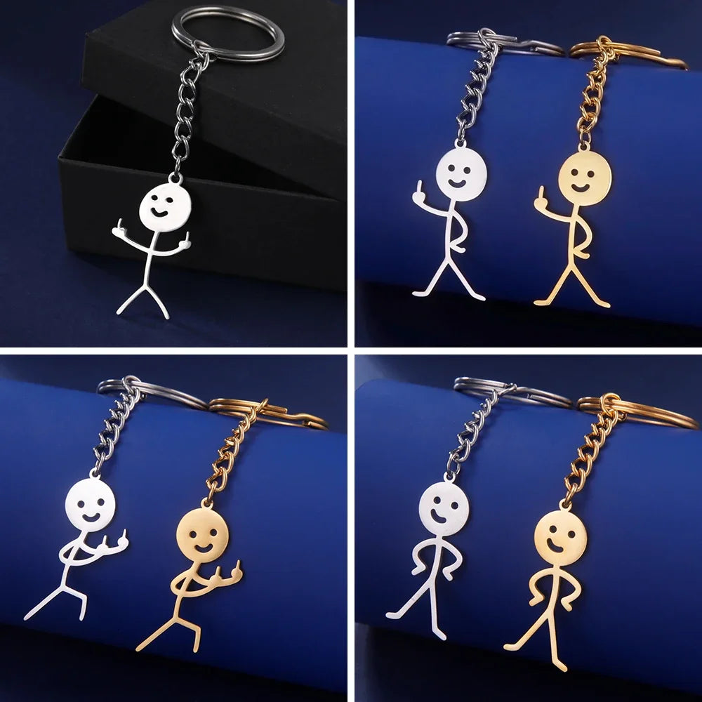 Funny Middle Finger Stickman Keychain
