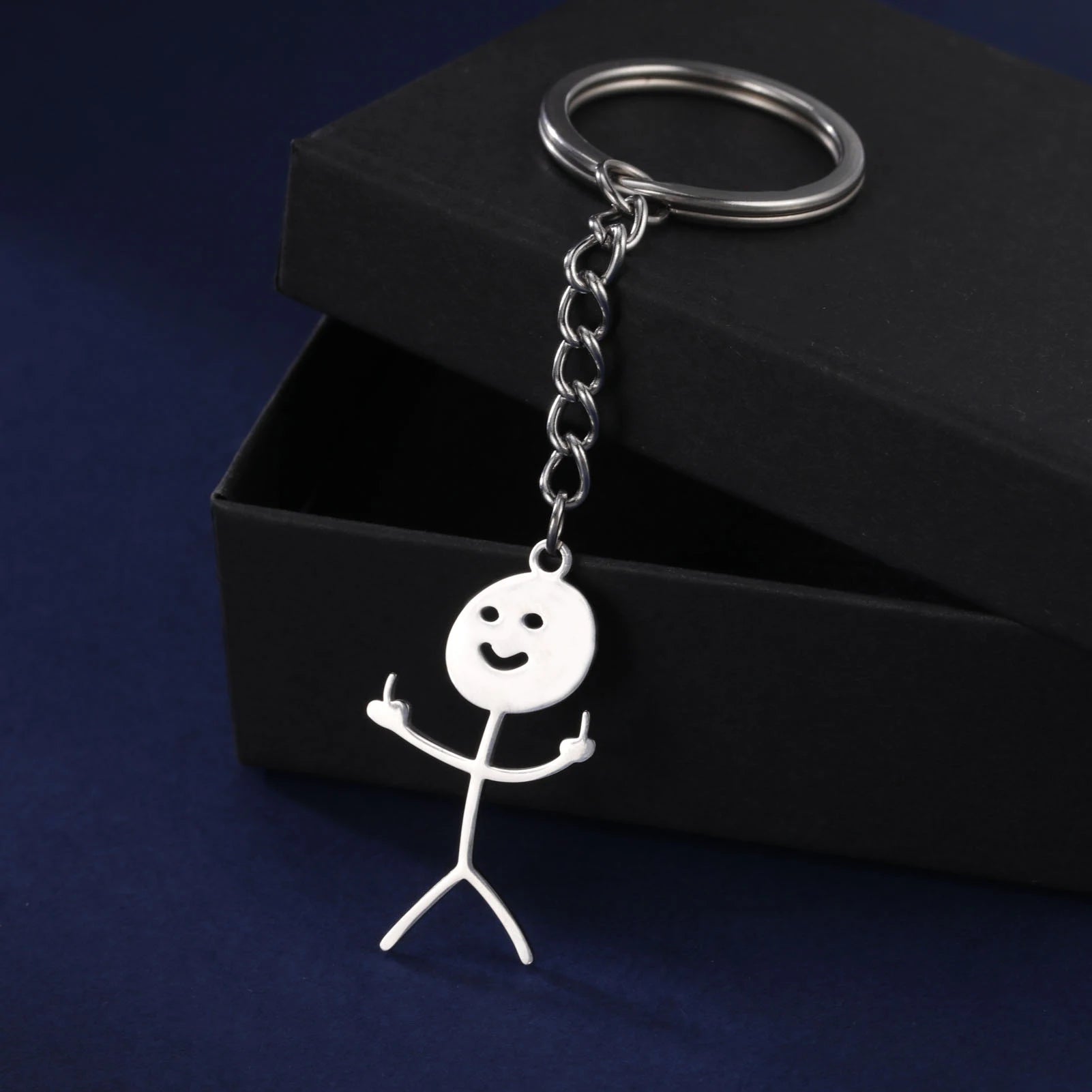 Funny Middle Finger Stickman Keychain