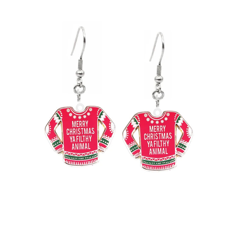 Christmas Sweater Acrylic Earrings For Women Plastic Autism Pink Sweater Drop Earrings Jewelry Kawaii Cute Girls Women Gift