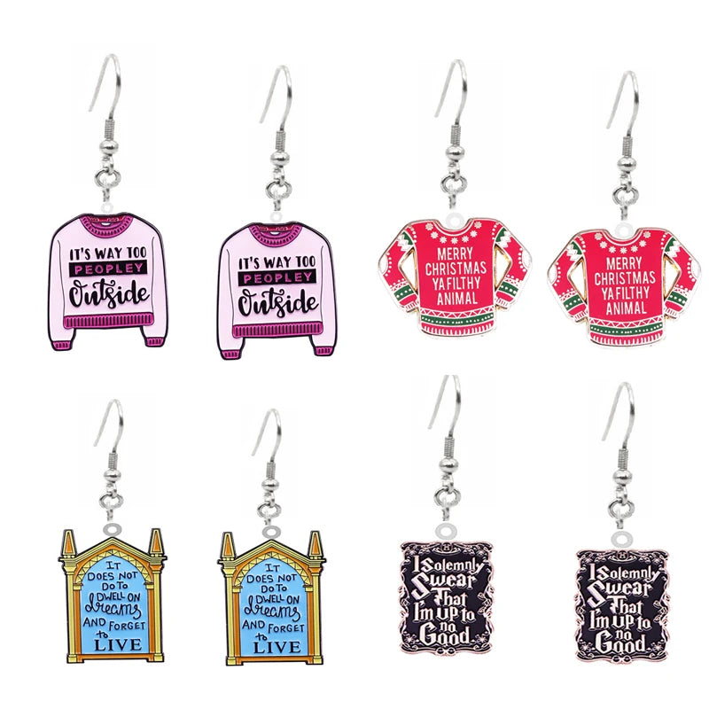 Christmas Sweater Acrylic Earrings For Women Plastic Autism Pink Sweater Drop Earrings Jewelry Kawaii Cute Girls Women Gift