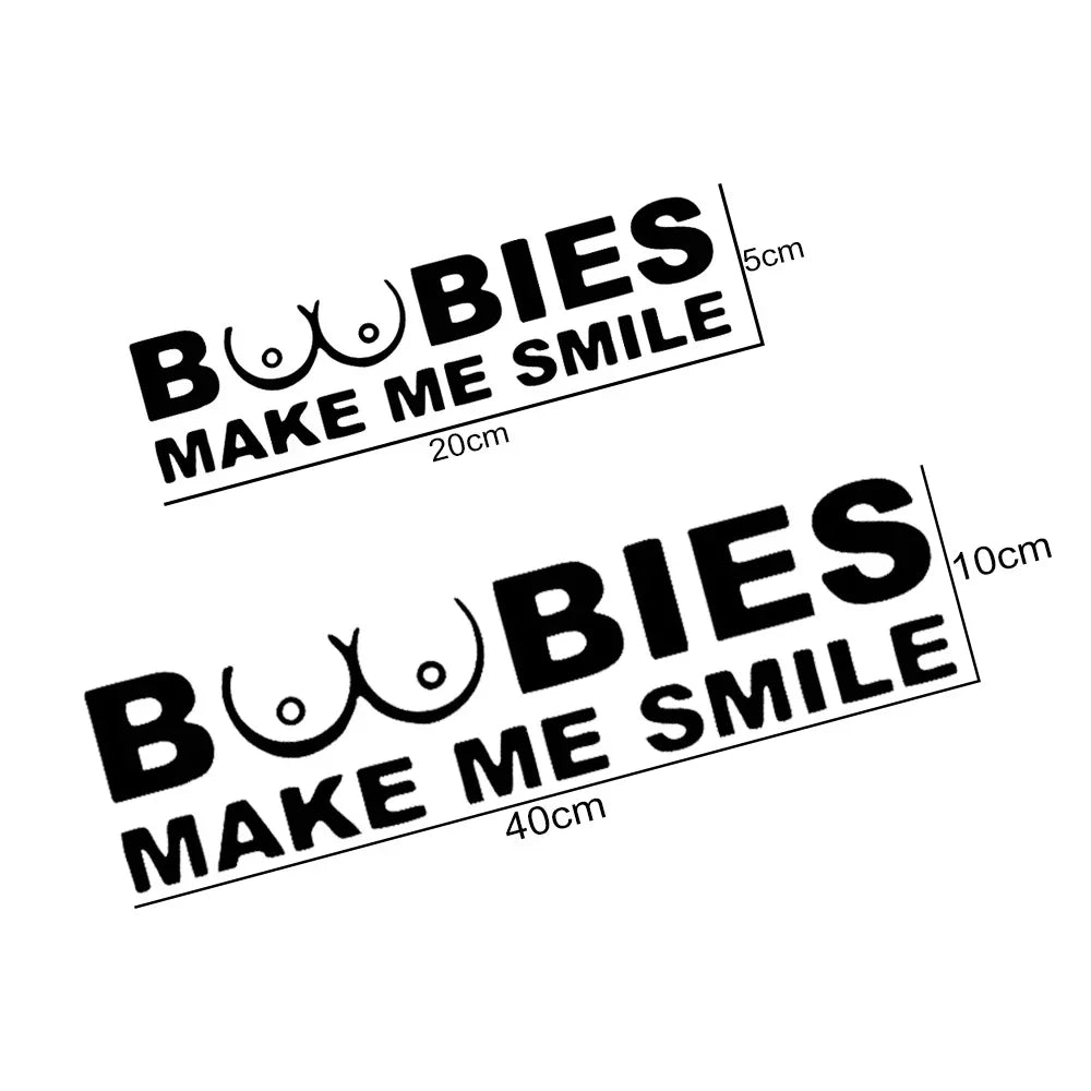 BOOBIES Make Me Smile Car Decal