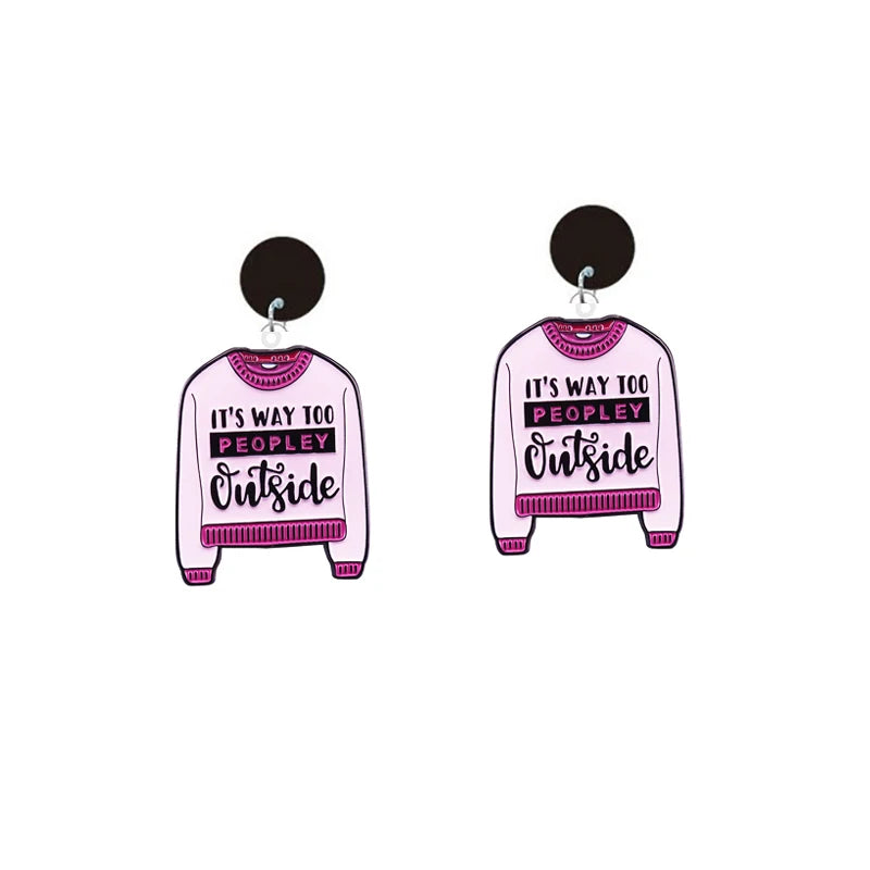 Christmas Sweater Acrylic Earrings For Women Plastic Autism Pink Sweater Drop Earrings Jewelry Kawaii Cute Girls Women Gift