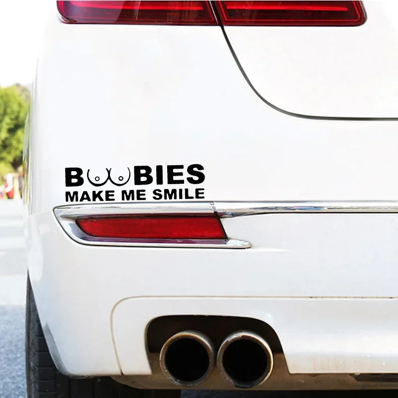 BOOBIES Make Me Smile Car Decal