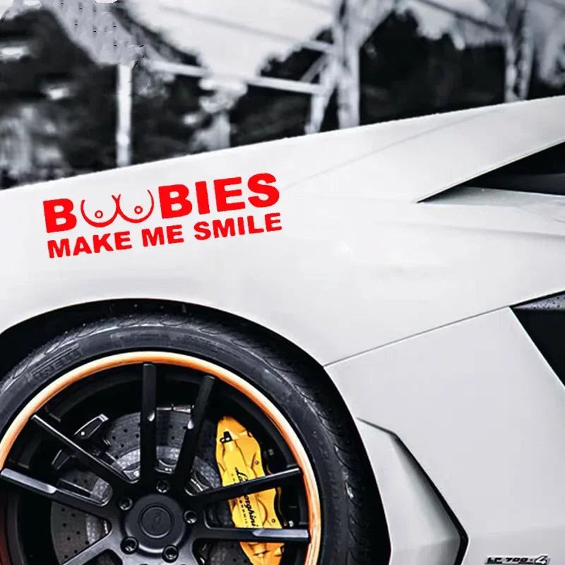 BOOBIES Make Me Smile Car Decal