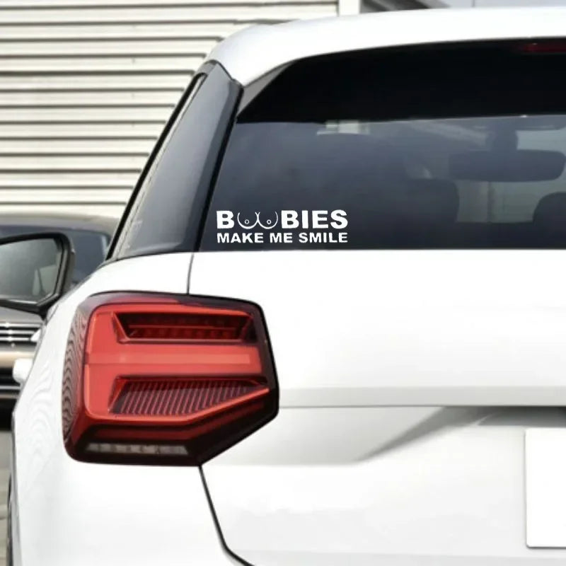 BOOBIES Make Me Smile Car Decal