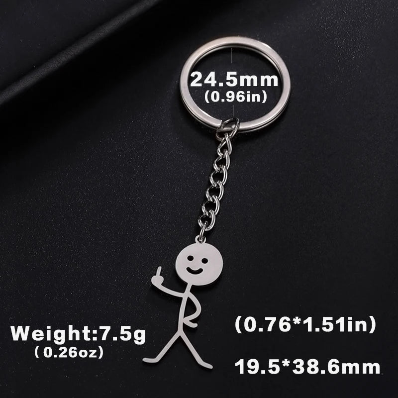 Funny Middle Finger Stickman Keychain