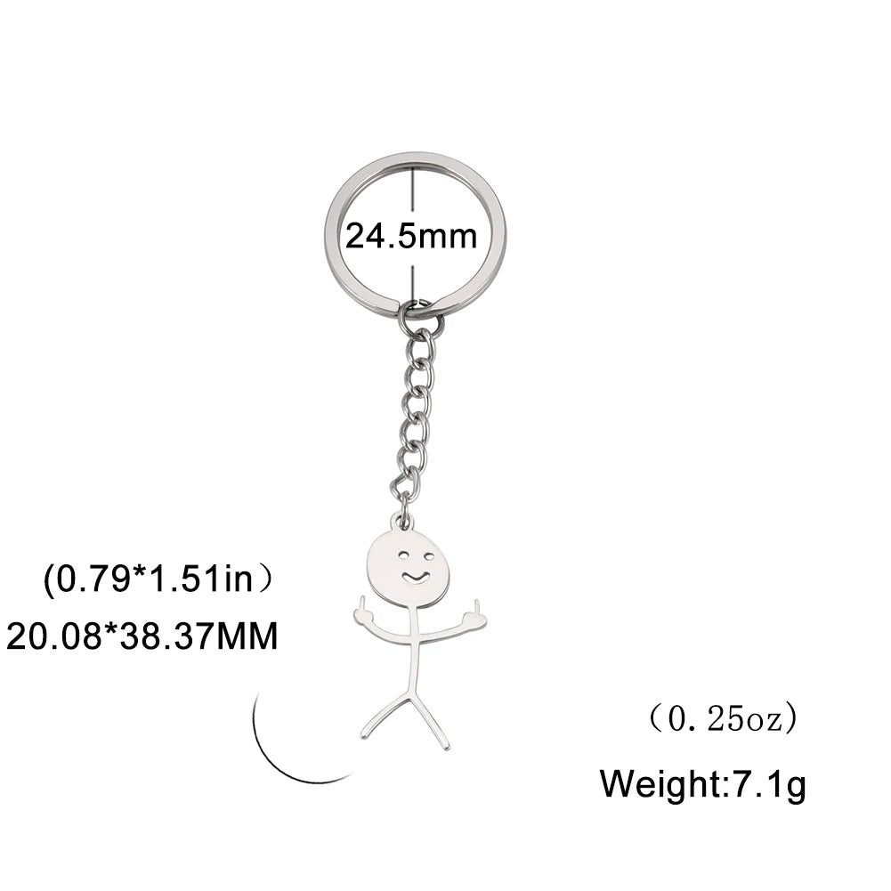 Funny Middle Finger Stickman Keychain