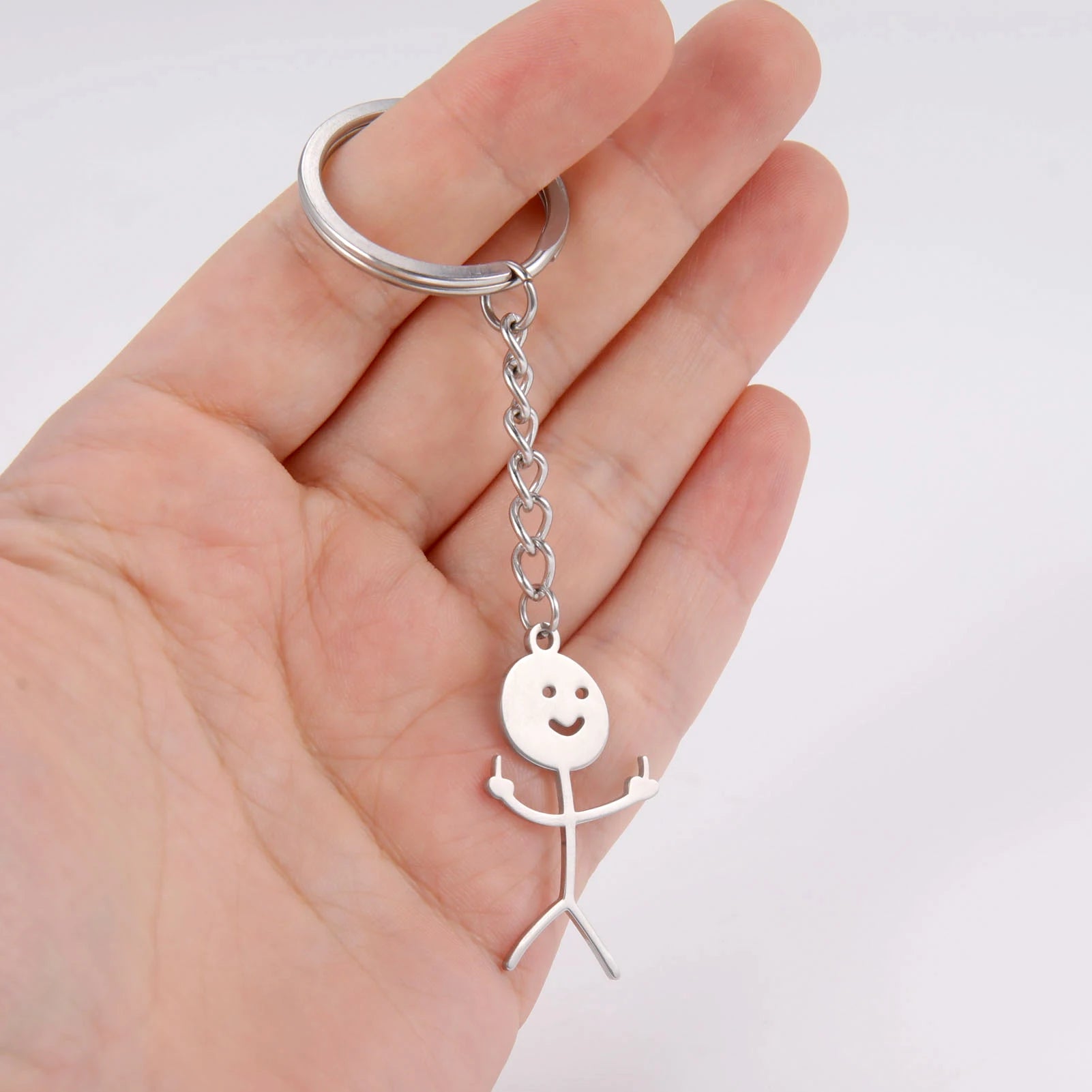 Funny Middle Finger Stickman Keychain