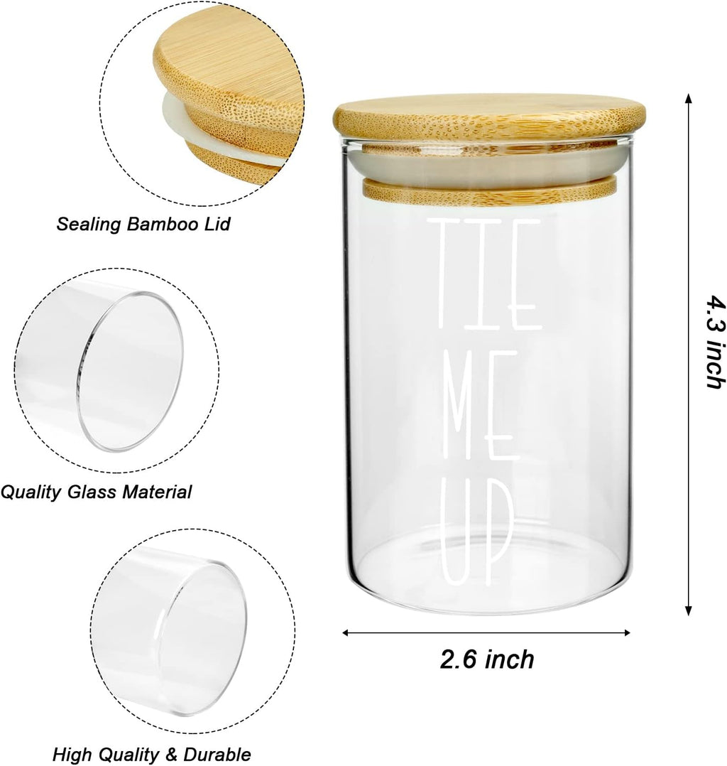 Apothecary Jars with Lids for Bathroom Storage Organizer, Hair Tie Organizer & Bobby Pin Holder Are Great for Bamboo Bathroom Accessories. (Hair Ties & Pins)