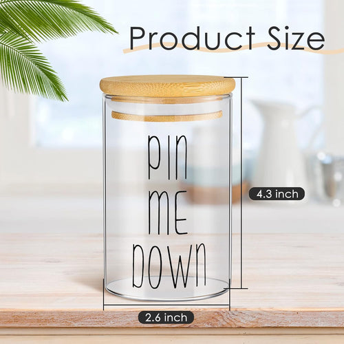 8 Pcs Cotton Swab Holder Dispenser Glass Apothecary Jars with Bamboo Lids 10Oz Clear Glass Canister Cotton Ball Holder for round Swab Pad Floss Pick Hair Ties Bathroom Storage Organization