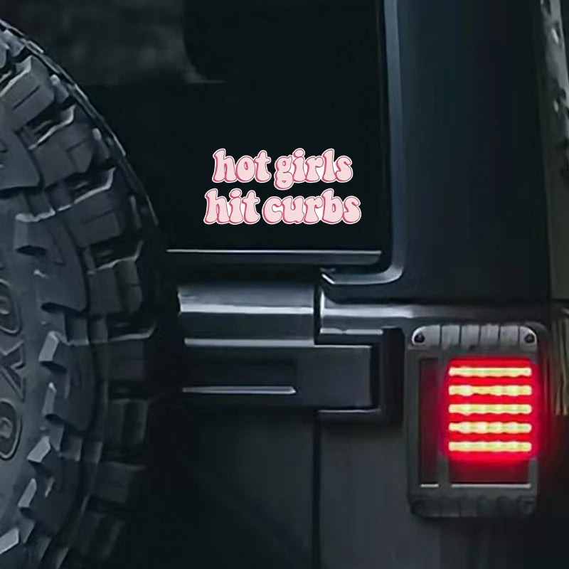  HOT GIRLS HIT CURBS CAR DECAL
